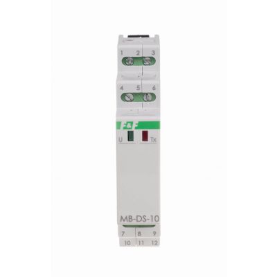 F&F Przetwornik pomiarowy MB-DS-10 przeznaczony jest do pomiaru temperatur za pomocą czujników temperatury DS18B20 połączonych w magistrali 1-WIRE i wymiany danych po porcie RS-485 zgodnie ze standard (MAX-MB-DS-10)